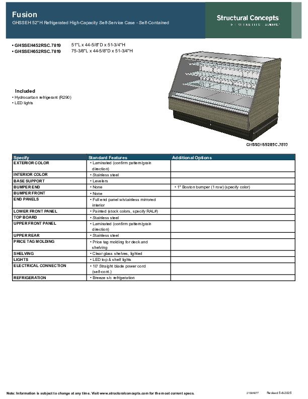 GHSSEHL52 RSC 7819 SPEC TECH INFO