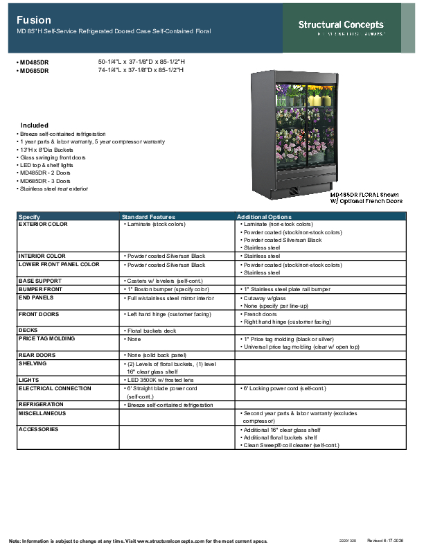 MD485DR Floral 22201329 Spec