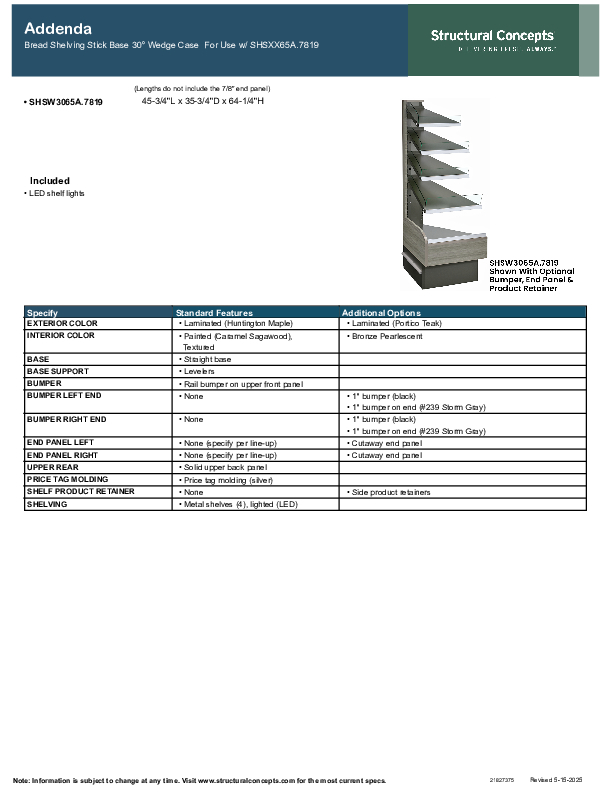 SHSW3065 A 7819 SPEC