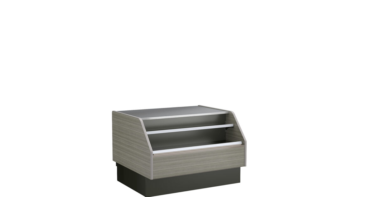 Open Container Sample Station Front Facing - Sample Station with Front Shelving | Structural Concepts